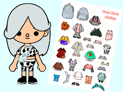 Toca Boca Paper Dolls Clothes + little dog / Toca Boca papercraft ...