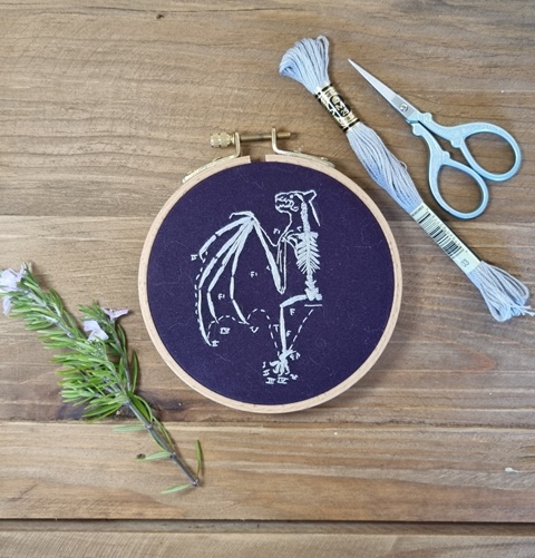 Pumpkitty 4 inch embroidery hoop ready to hang - Jodie Handley