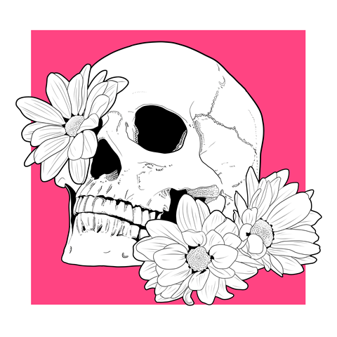 Skull Girl - Skull surrounded by flowers