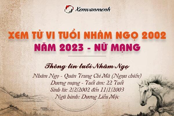 Tử Vi Tuổi Ngọ 2002 Năm 2024 Nữ Mạng: Khám Phá Vận Mệnh, Tài Lộc, và Sức Khỏe