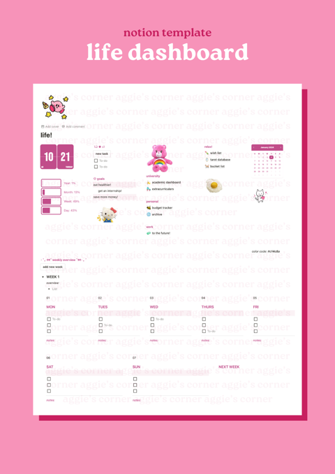 Dashboard Notion Template Pink Aggies Corner S Ko Fi Shop Ko Fi ️ Where Creators Get 6717