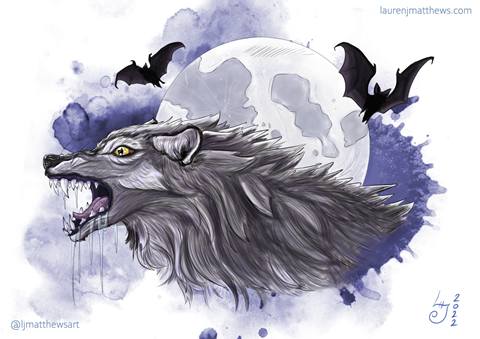 Finished wolf illust 🐺🦇