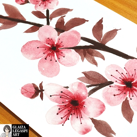 Cherry Blossoms Watercolor Painting