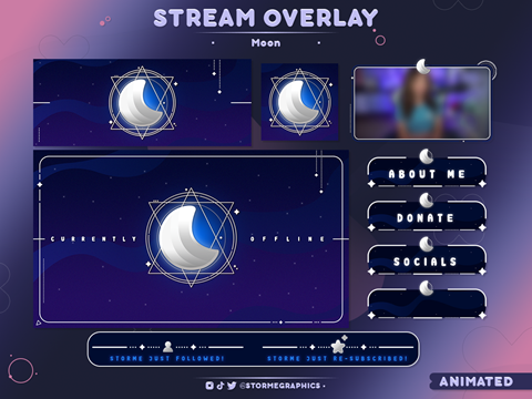 Blue Moon Stream Overlay ~ Free Version Pack - StormeGraphics's Ko-fi ...