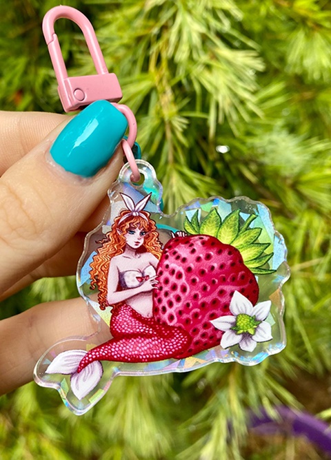 Strawberry Mermaid Keychains