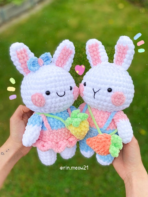 2in1 Crochet Pattern - Chubby bunny couple - rin.meow21's Ko-fi Shop ...