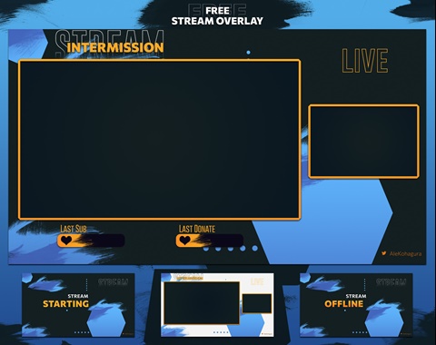 Free Stream Overlay - Dark & White - Koha - Stream Overlay Animated's 