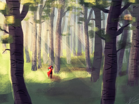 The trees have eyes concept painting