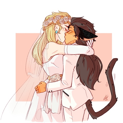 Catradora wedding kiss