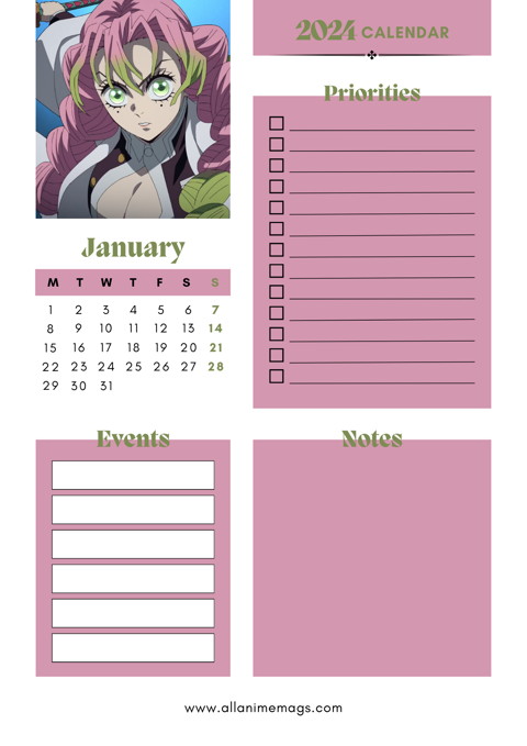 Demon Slayer (Kimetsu no Yaiba) Anime Diary Calendar 2024 ...