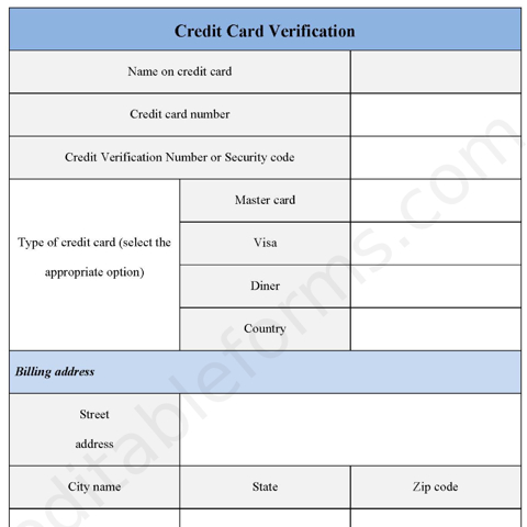 Credit Card Verification Fillable PDF Template - Editable Forms's Ko-fi ...