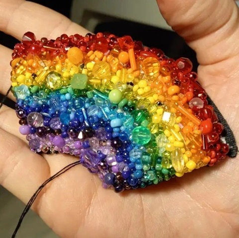 Rainbow Beaded Embroidery