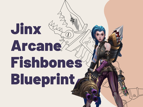 Jinx Arcane Fishbones Cosplay Blueprint and Instruction Guide -   Portugal