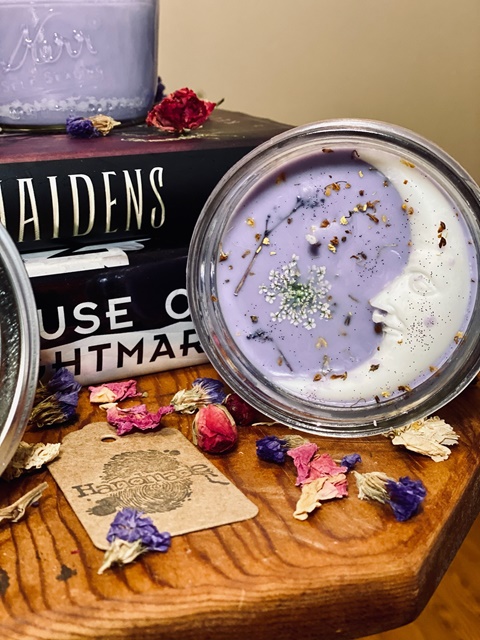 8oz book themed lavender candle