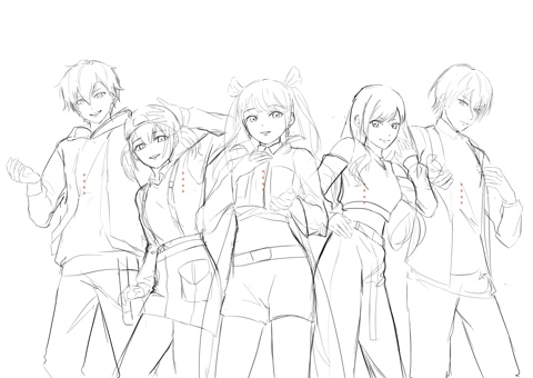Vivid Bad Squad x Hatsune Miku sketch