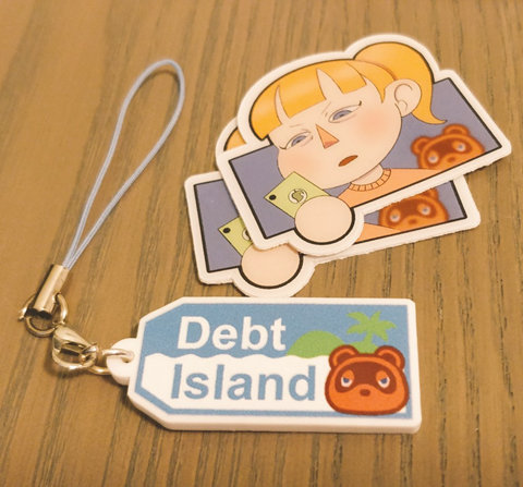 Debt Island Phone Charm and Sticker