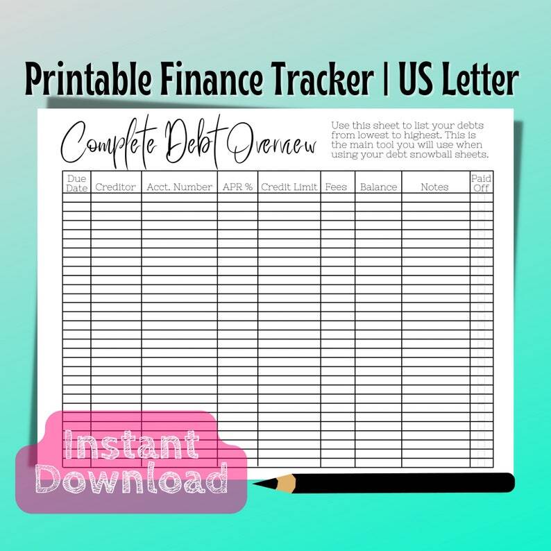 Complete Debt Overview Printable | Instant Download - MorriganKaii ♡︎ ...