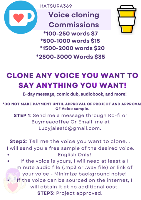 Voice Cloning Commissions now available