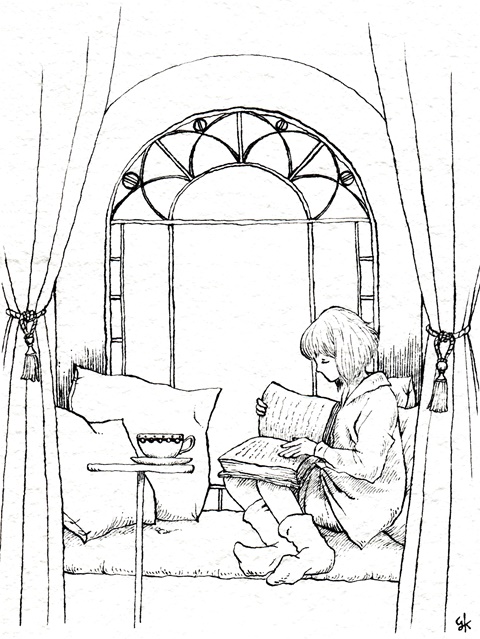 Coloring Page - Reading Nook - Yui | Bluegrey Illustrations's Ko-fi ...