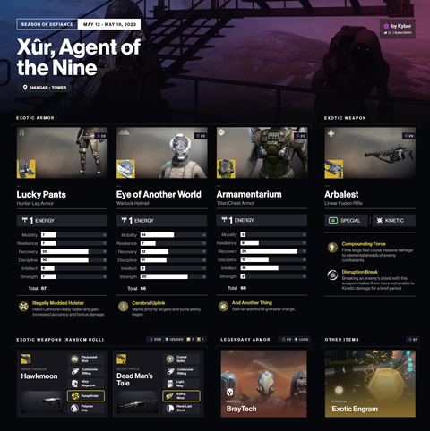 Xur and Trials Infographics (May 26 - 30)
