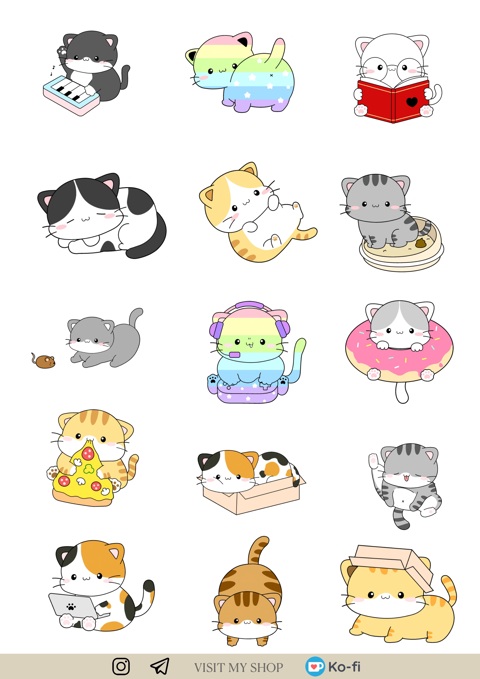 Cute Cat stickers - Juravlik's Ko-fi Shop - Ko-fi ️ Where creators get ...