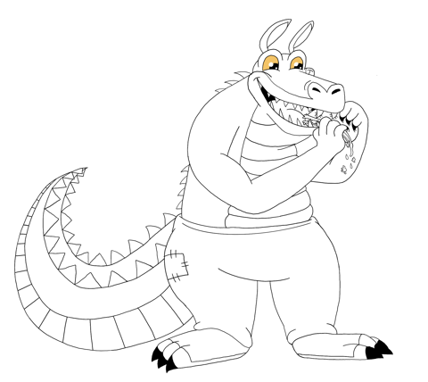Dingodille Eating a Burger