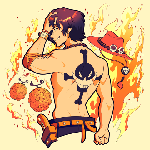 FIRE FIST ACE and ORANGE WAVE NAMI