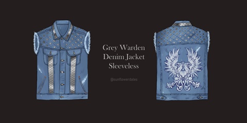 Grey Wardens Denim Jacket - Sleeveless
