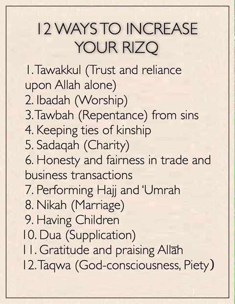 12 WAYS TO INCREASE YOUR RIZQ