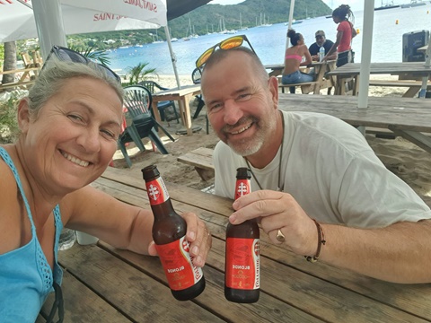 Beers in Grand Anse D'Arlet, thank you Vicki xx