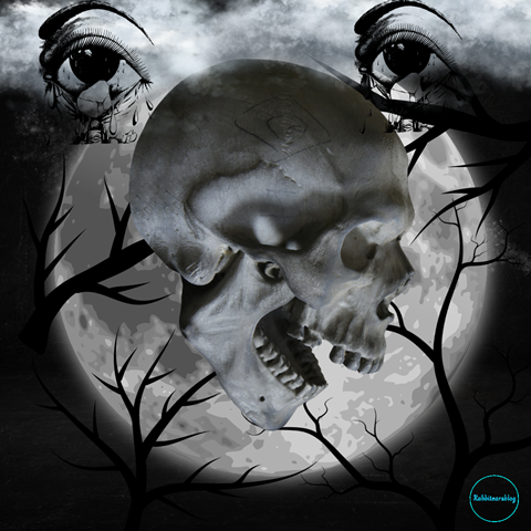 Skull on the Moon Collage