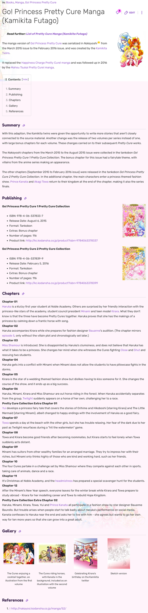 Go! Princess manga on prettycure.fandom.com