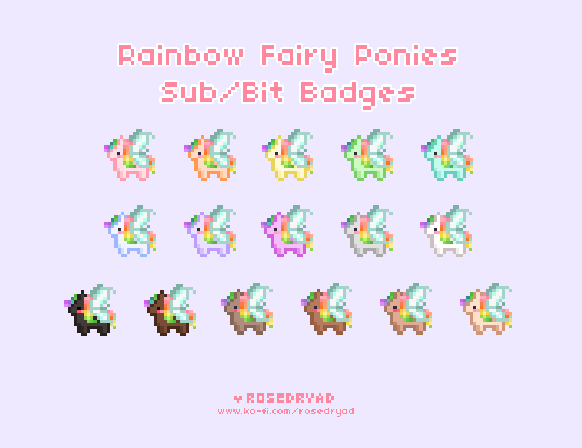 Rainbow Fairy Ponies Sub/Bit Badges