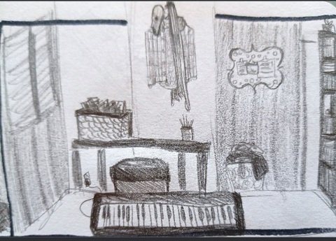 Initial sketch of room