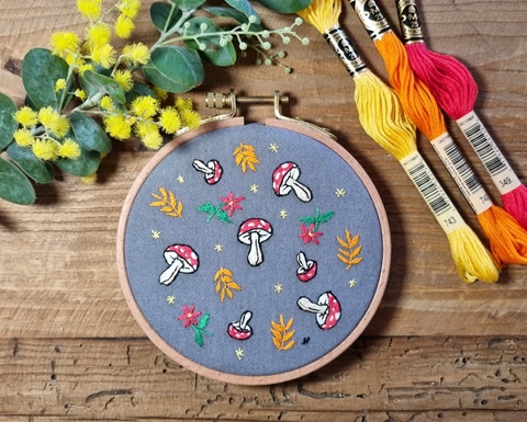 Pumpkitty 4 inch embroidery hoop ready to hang - Jodie Handley
