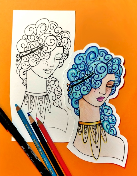 Coloring Page, Lady Bookmark 3