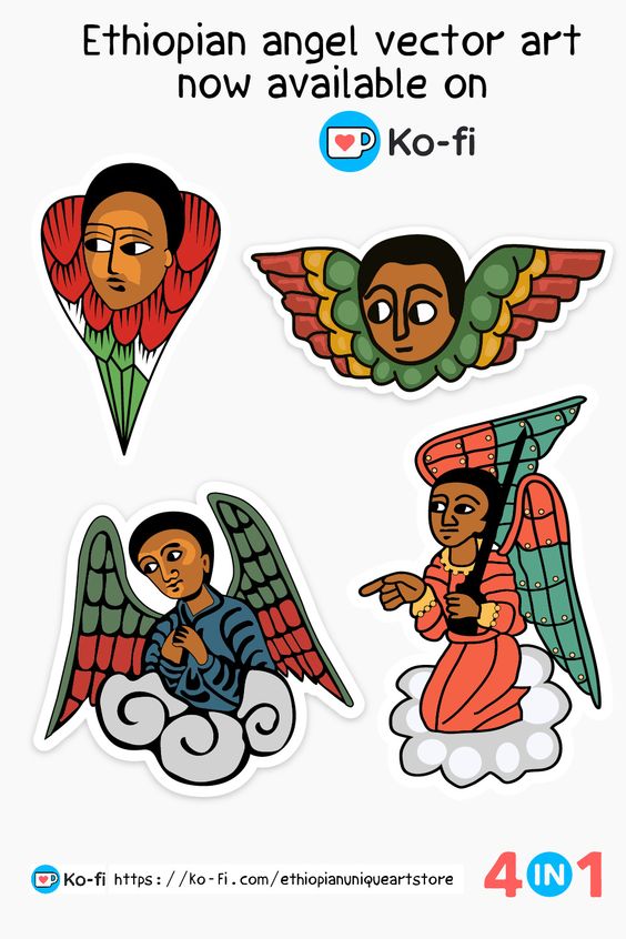 Ethiopian Angel Art Series 1 - Ethiopian Unique Art Store's Ko-fi Shop ...