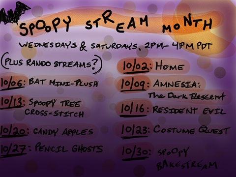 Spoopy Stream Month schedule! 