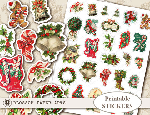 Christmas Stickers, Printable Santa Claus Stickers, Vintage Christmas  Digital Collage, Digital Download - 2685 - Blossom Paper Art Junk Journal  Printable's Ko-fi Shop - Ko-fi ❤️ Where creators get support from fans