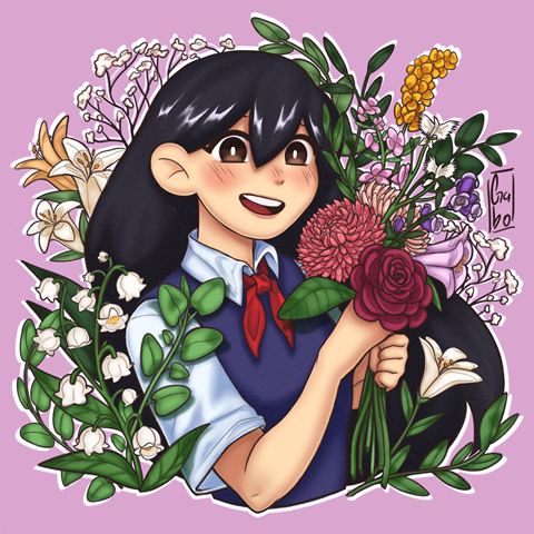 Mari with flowers