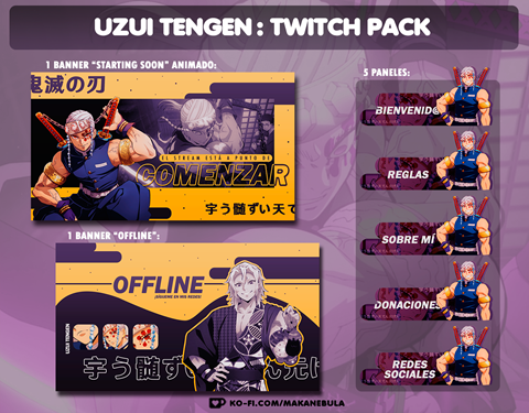 Uzui Tengen : Twitch Banner Pack Animado - Maka's Ko-fi Shop - Ko-fi ️ ...