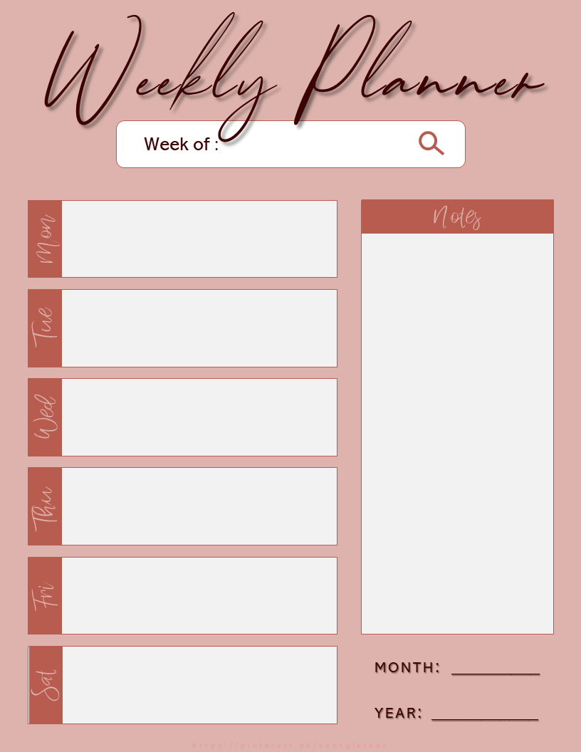 Printable weekly planner