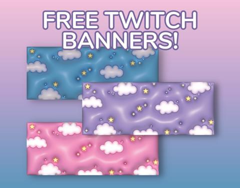 FREE 3D Twitch Banners - Stars Clouds & Sparkles 