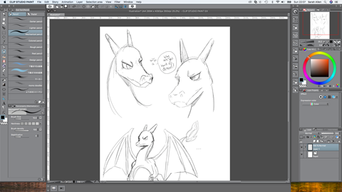 Doodling Charizard, he be tricky