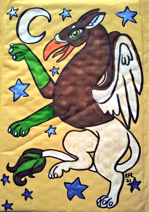 Brown and green gryphon mailer