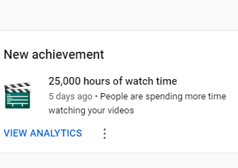 I hit 25,000 hours watch time on YouTube 😎