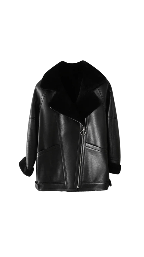 Winter Shearling Leather Jacket - ChicAffair's Ko-fi Shop Winter Shearling Leather Jacket - ChicAffair's Ko-fi Shop