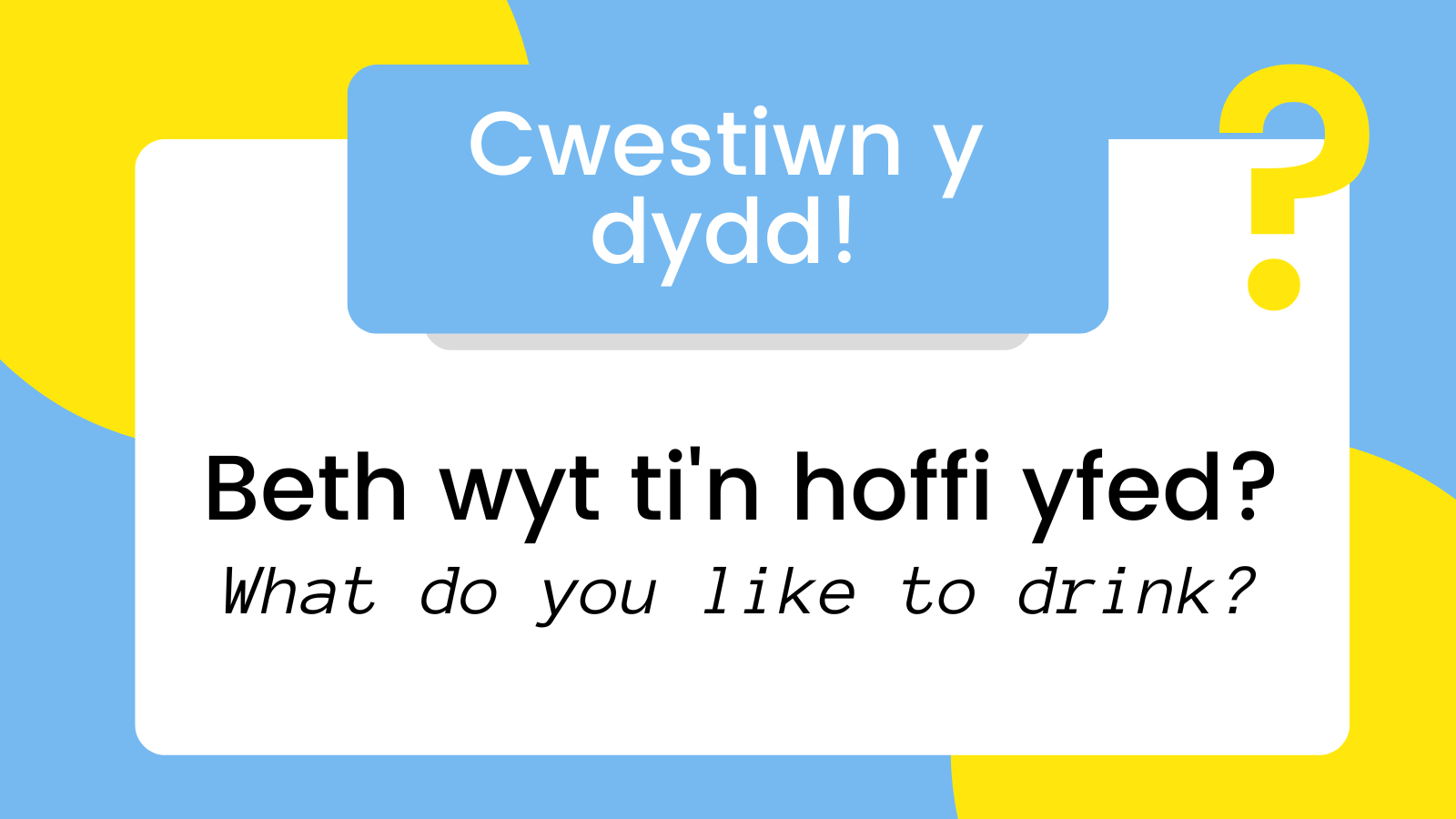 Cwestiwn y Dydd!