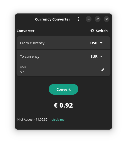 Currency Converter release 1.1.0