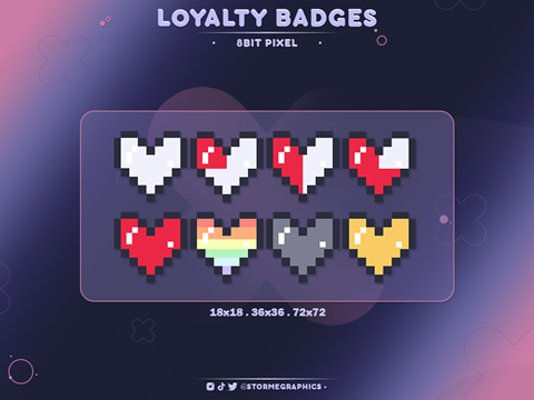 Pixel Heart Twitch Badges - glitchedinorbit's Ko-fi Shop - Ko-fi